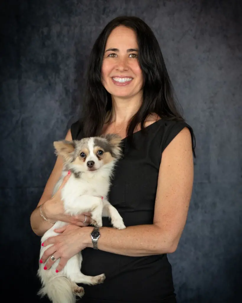 Julie holding small dog